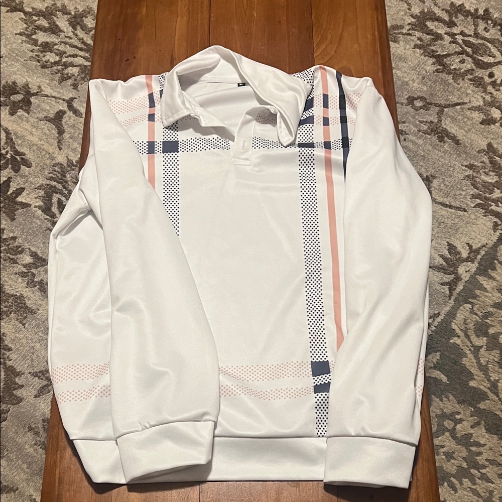 Men's White Patterned Sweater